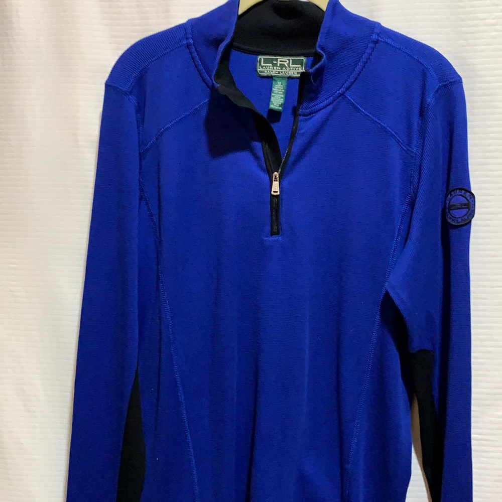 RLR LAUREN ACTIVE POPOVER ROYAL/BLK SZ 1X ZIP TOP
